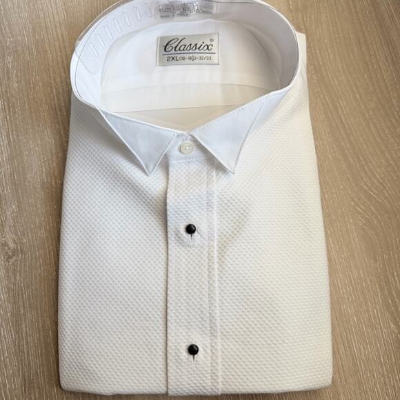 Classix Other - NWT Classic White Textured Dress Shirt formal Long Sleeve, 2XL 18-18.5 32/33